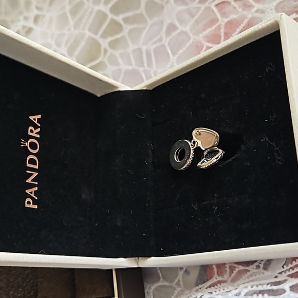 Pandora Angel Wings Dangle Charm,  Clear CZ, & Pink Enamel - Picture 2 of 5